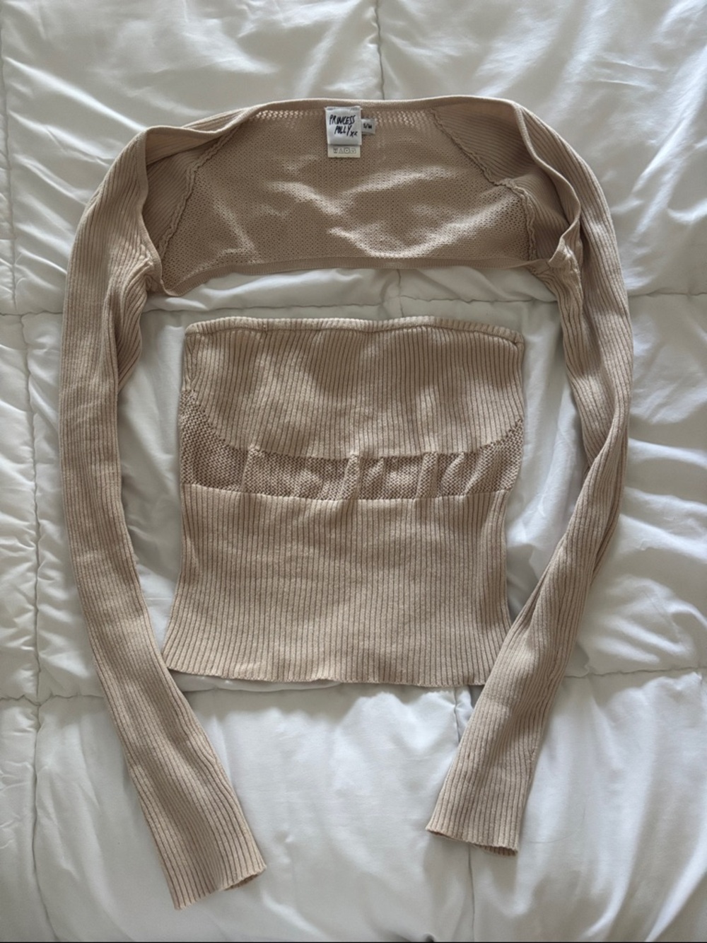 Princess Polly tube top + bolero sweater